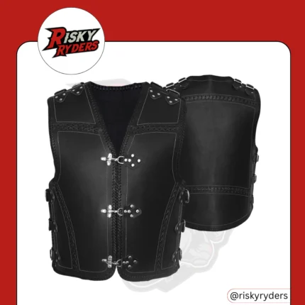 LEATHER BIKER VEST| RISKY RYDERS
