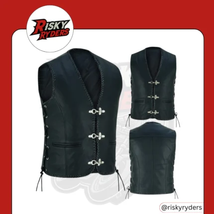 LEATHER BIKER VEST| RISKY RYDERS