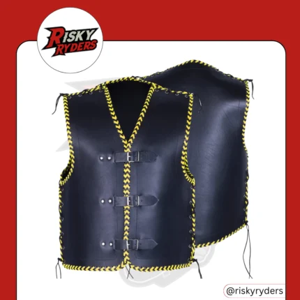LEATHER BIKER VEST| RISKY RYDERS