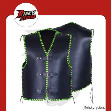 LEATHER BIKER VEST| RISKY RYDERS