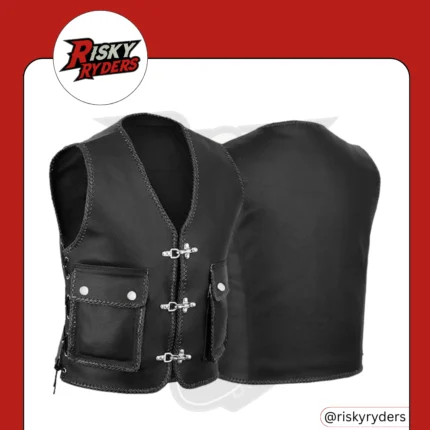 LEATHER BIKER VEST| RISKY RYDERS