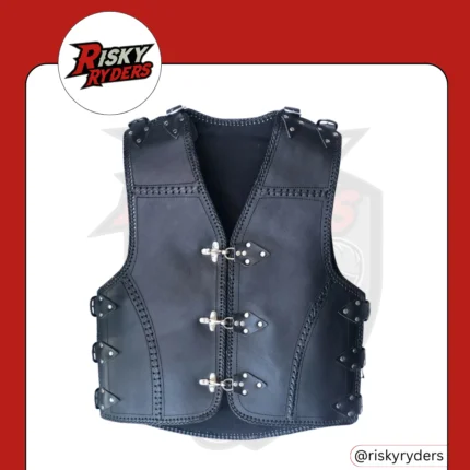 LEATHER BIKER VEST| RISKY RYDERS