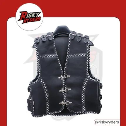 LEATHER BIKER VEST| RISKY RYDERS