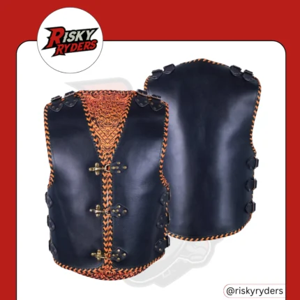 LEATHER BIKER VEST| RISKY RYDERS