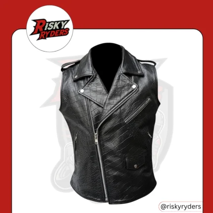 LEATHER BIKER VEST| RISKY RYDERS