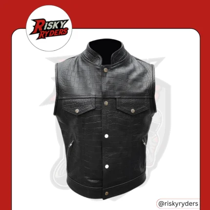 LEATHER BIKER VEST| RISKY RYDERS