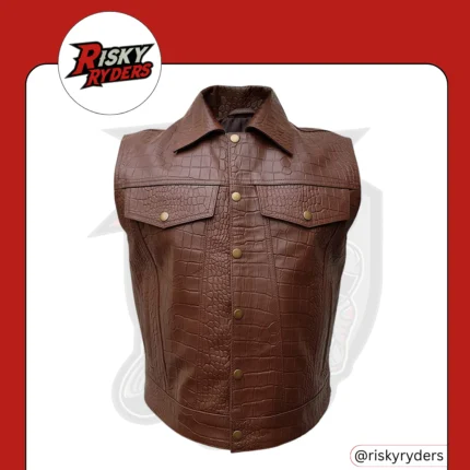 LEATHER BIKER VEST| RISKY RYDERS