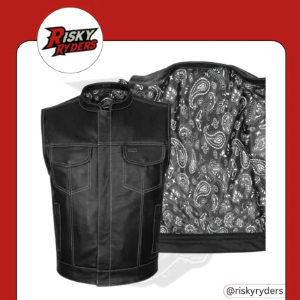 LEATHER BIKER VEST| RISKY RYDERS