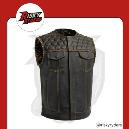 LEATHER BIKER VEST| RISKY RYDERS
