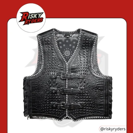 LEATHER BIKER VEST| RISKY RYDERS