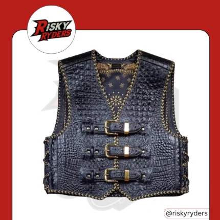 LEATHER BIKER VEST| RISKY RYDERS